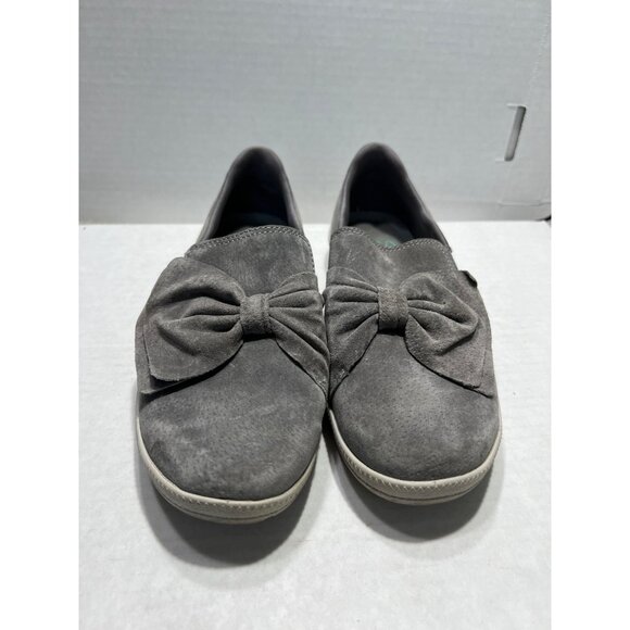 Sketchers micro leather Madison Ave grey bow slip on shoe women size 6 - Picture 8 of 9